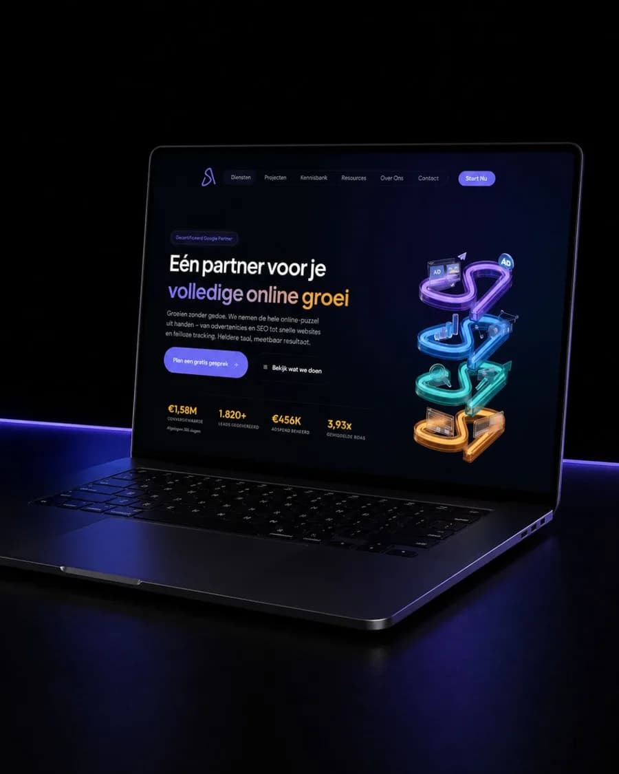 De homepage op desktop