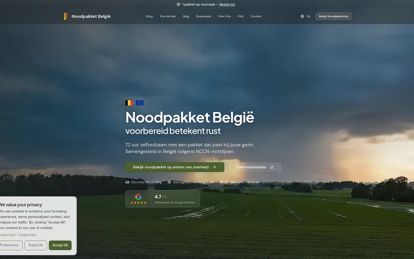 Noodpakket België — E-commerce