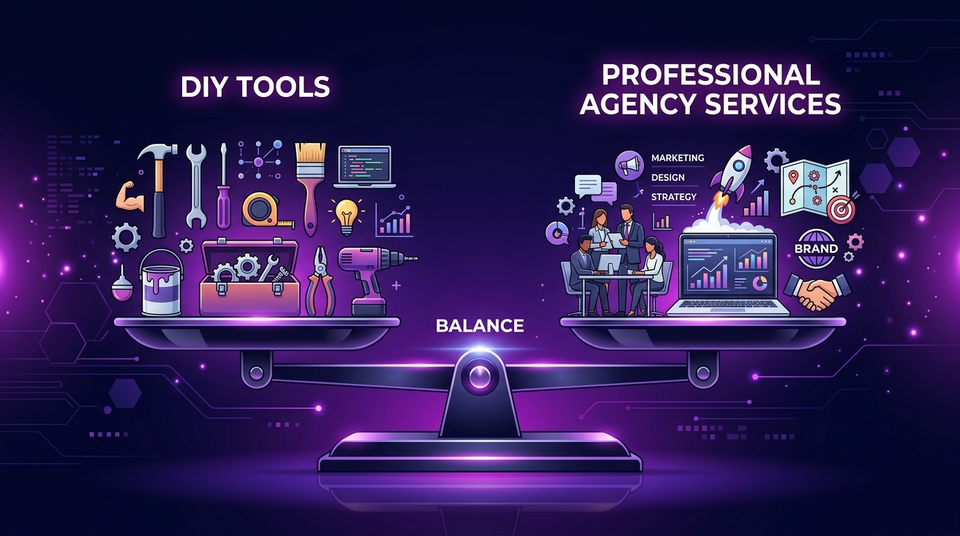 Scale balancing DIY tools vs professional agency services