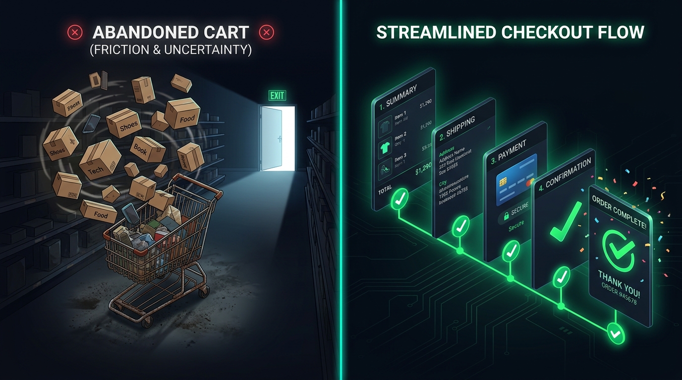 Abandoned cart vs streamlined checkout flow