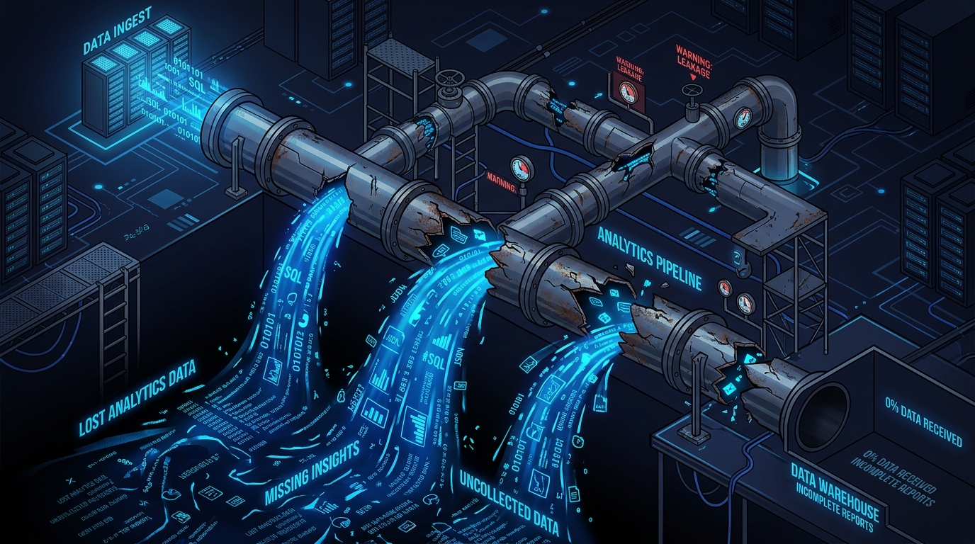 Data pipeline with leaks losing analytics data