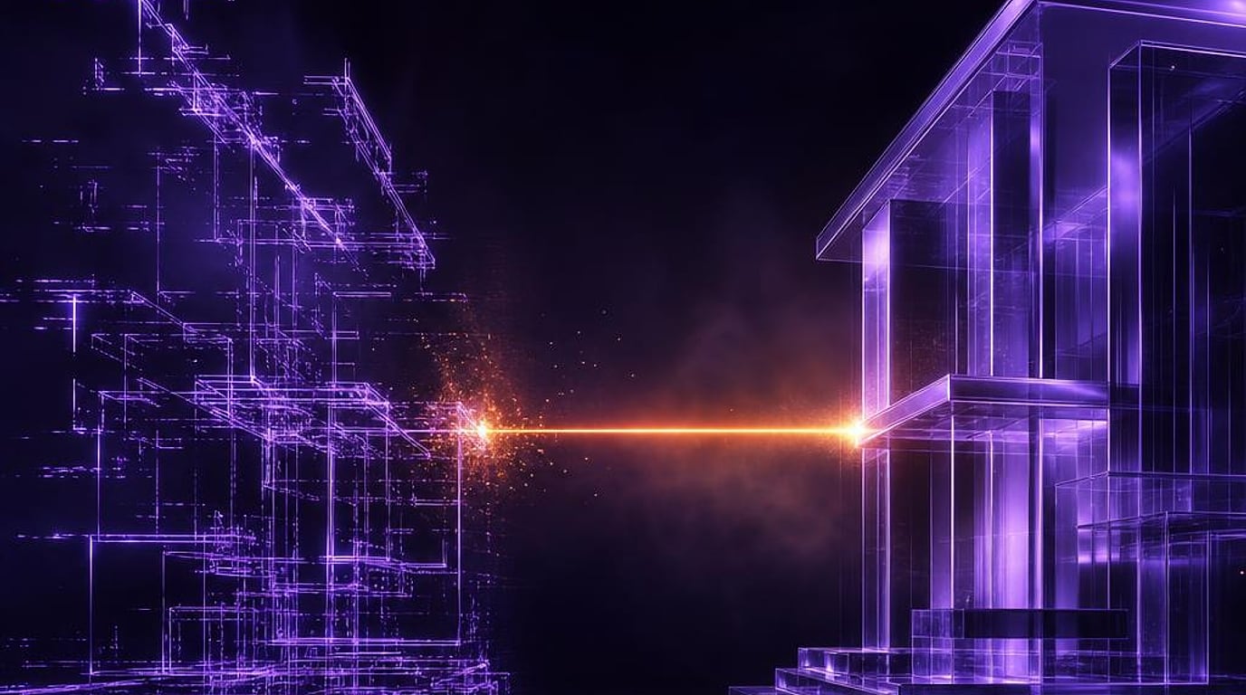 Ruwe AI-wireframe die met precisie wordt afgewerkt tot strakke architectuur